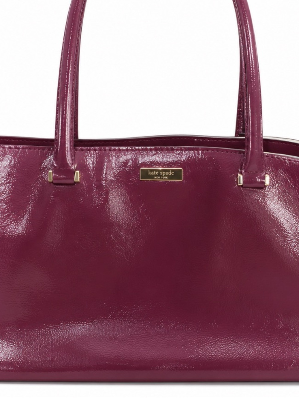 KATE SPADE Dark Purple/Maroon Leather Shiny Large Tote